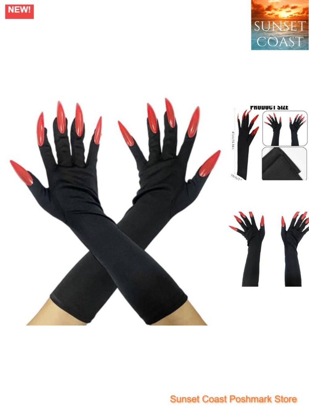 Cat Woman Claw Gloves Long Red Nail Cosplay Halloween Costume Accessory